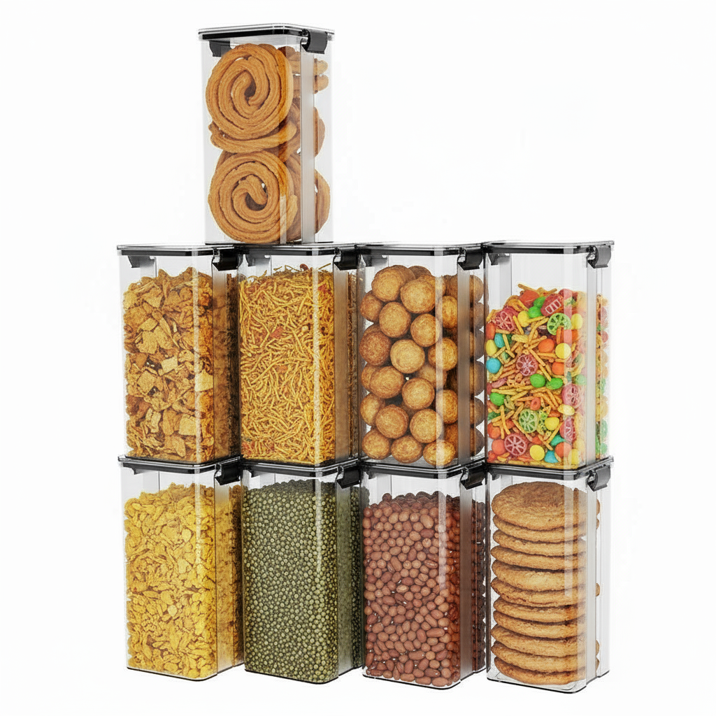 Air Tight Lock Containers - Black 2500ML