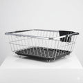 Dish Rack for Kitchen | Vessels Organizer Stands with Handle | Spoon Holder & Draining Tray | 17x22 Inch, 56x44x23 cm (silver)