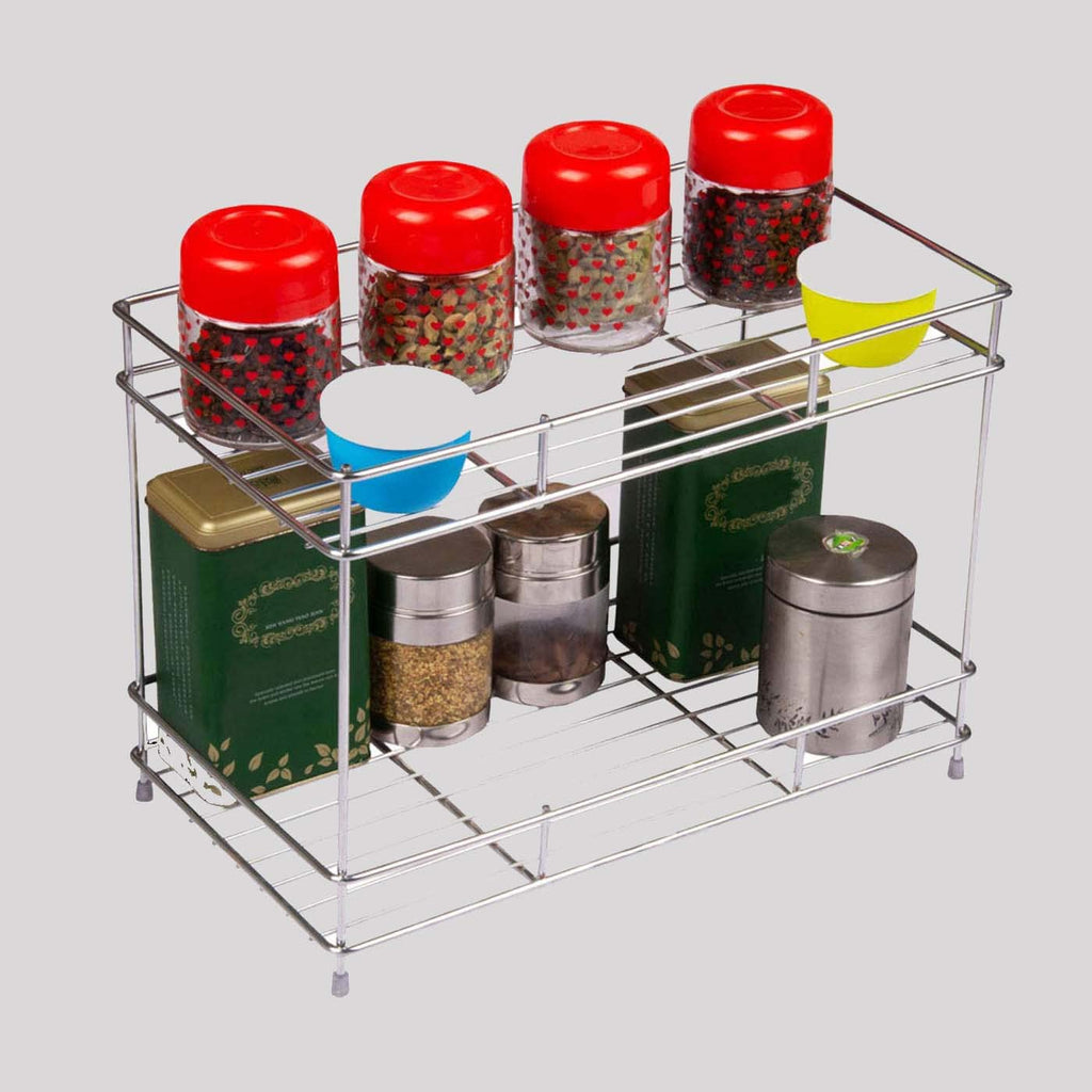 2 Tier Countertop Kitchen Rack | Pantry Storage Organizer | Multipurpose Storage Organizer Kitchen Accessories Rack