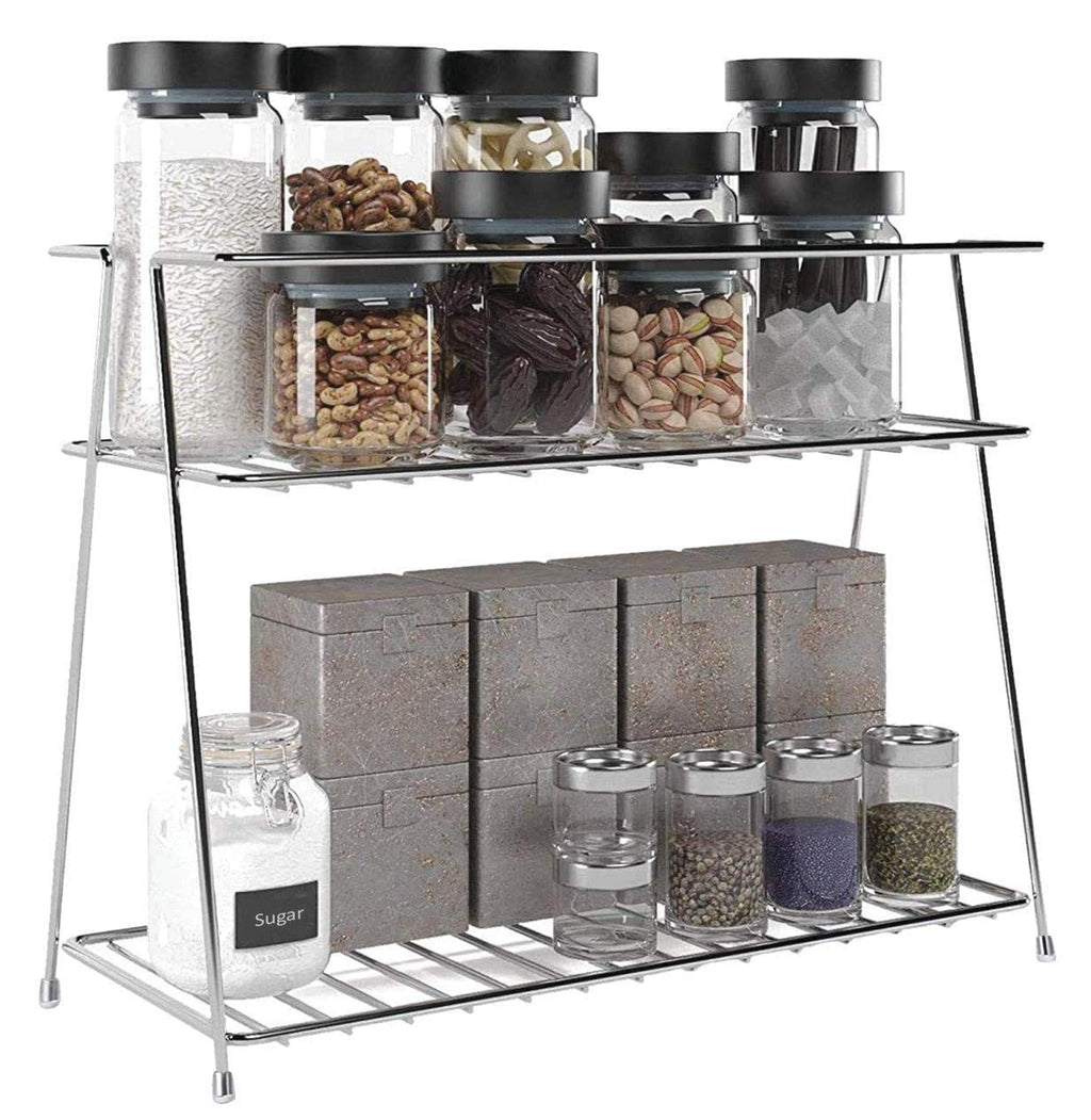 Stainless Steel Spice Rack for Kitchen | Kitchen Organizer 2 Layer Rack | Kitchen Storage Rack