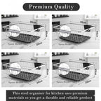 Dish Rack for Kitchen | Vessels Organizer Stands with Handle | Spoon Holder & Draining Tray | 17x22 Inch, 56x44x23 cm (silver)