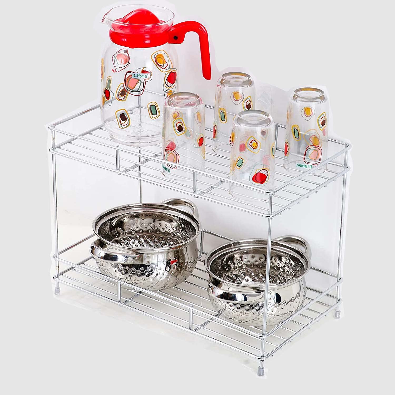 2 Tier Countertop Kitchen Rack | Pantry Storage Organizer | Multipurpose Storage Organizer Kitchen Accessories Rack