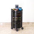 Round Multi-Purpose Rotatable Trolley Storage Organizer Kitchen Storage Rack (Matt Black, Round - 3 Layer)