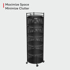 360° Revolving Preassembled Portable 5 Layer Round Multipurpose Storage Kitchen Rack (Black)