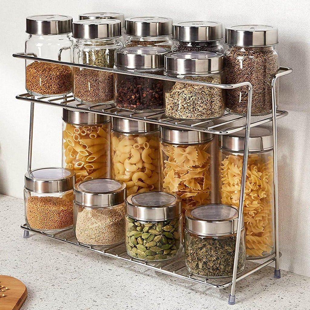 Stainless Steel Spice Rack for Kitchen | Kitchen Organizer 2 Layer Rack | Kitchen Storage Rack