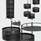 360° Revolving Preassembled Portable 5 Layer Round Multipurpose Storage Kitchen Rack (Black)