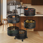 360° Revolving Preassembled Portable 5 Layer Round Multipurpose Storage Kitchen Rack (Black)