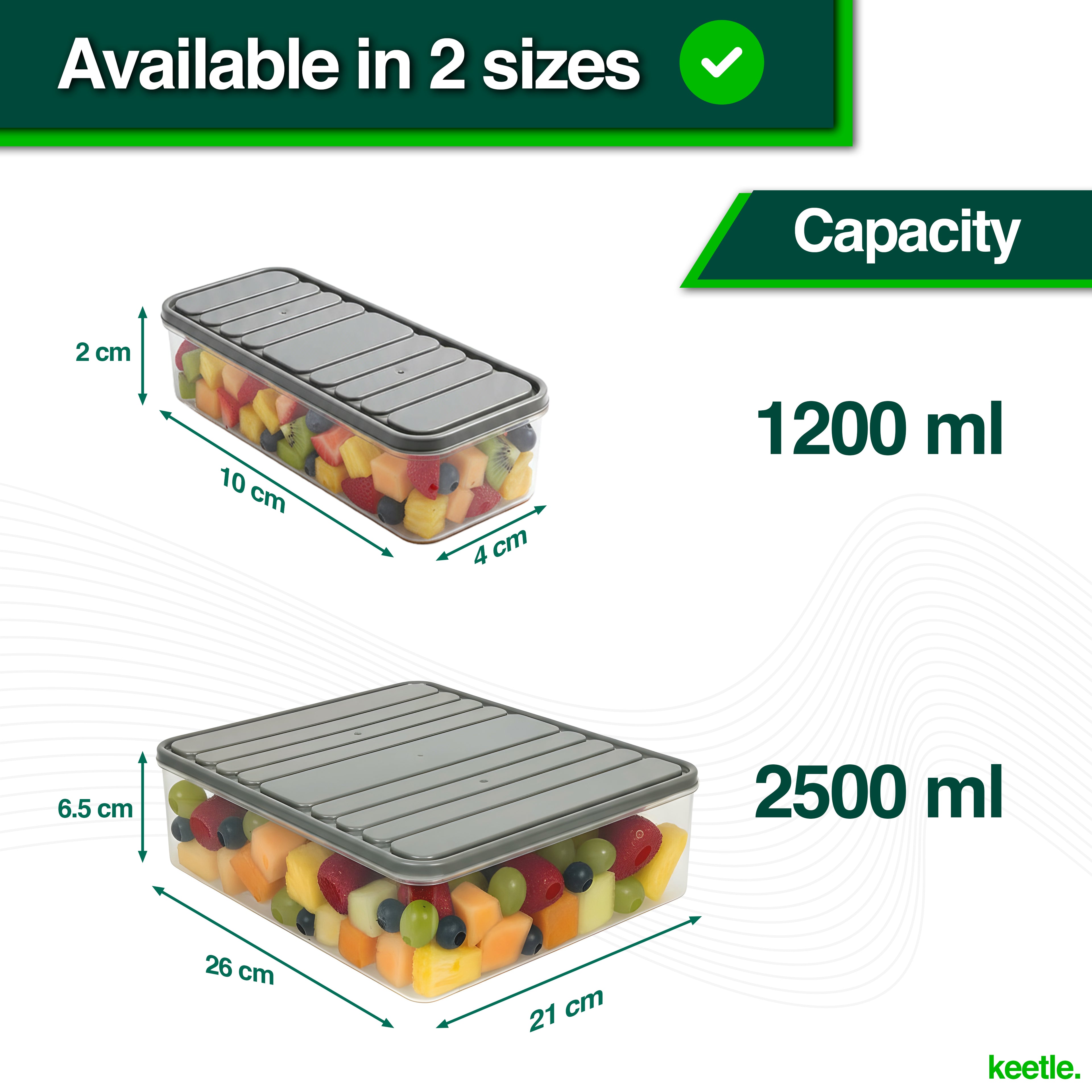 Pack of 6 Fridge Storage Containers BPA-Free Airtight Box, Stackable Plastic Pantry Organizer for Kitchen - Keeps Fruits & Vegetables Fresh